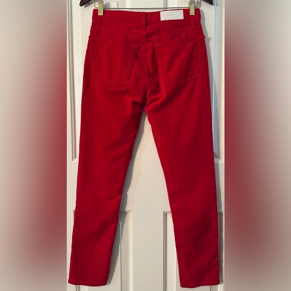 RE/DONE 26 Velvet High Rise Ankle Crop Jeans Pants Red Holiday Christmas Party - Picture 14 of 16